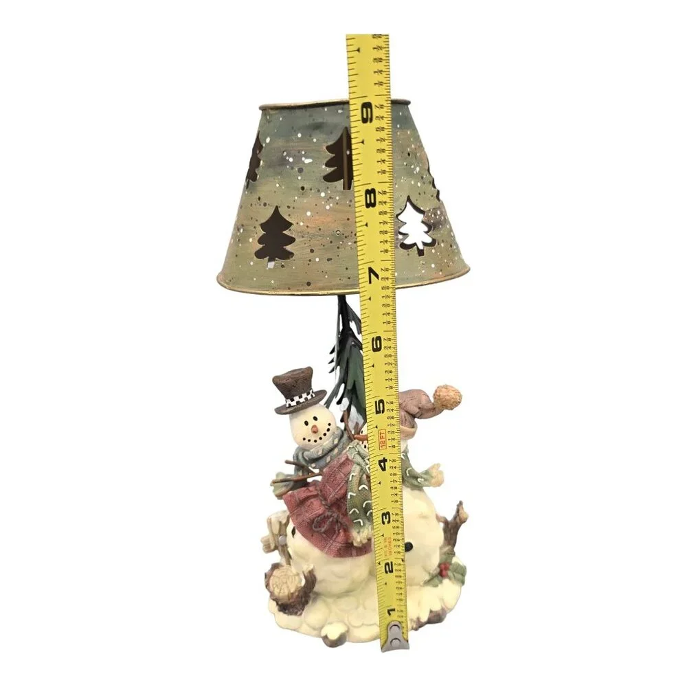 Crazy Mountain Snowman Table Tea Light Candle Holder Christmas Tree Cutout Shade